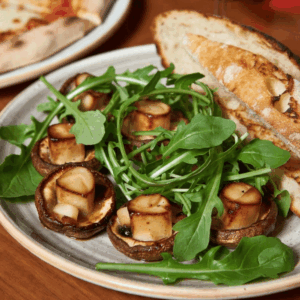 Pan Fried Garlic Mushrooms with Rocket & Ciabatta